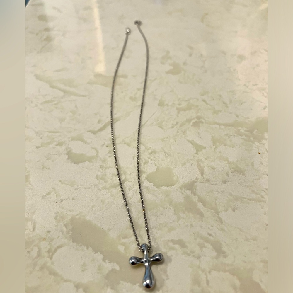 Authentic Tiffany & Co Elsa Peretti cross silver necklace